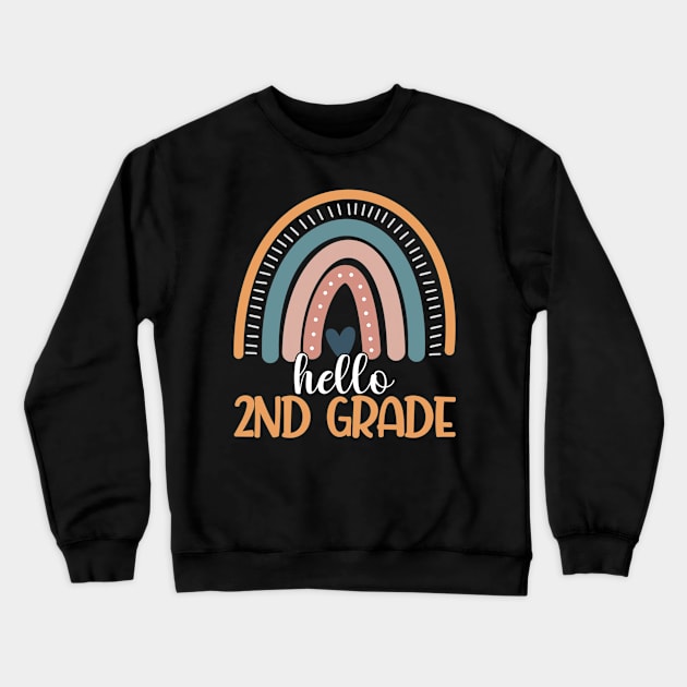 Rainbow Hello Second Grade Back To School 2nd Grade Teacher Crewneck Sweatshirt by fatmehedo8